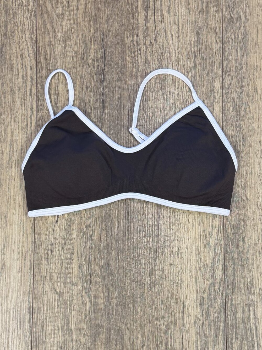 Brown & White Trim Sports Bra